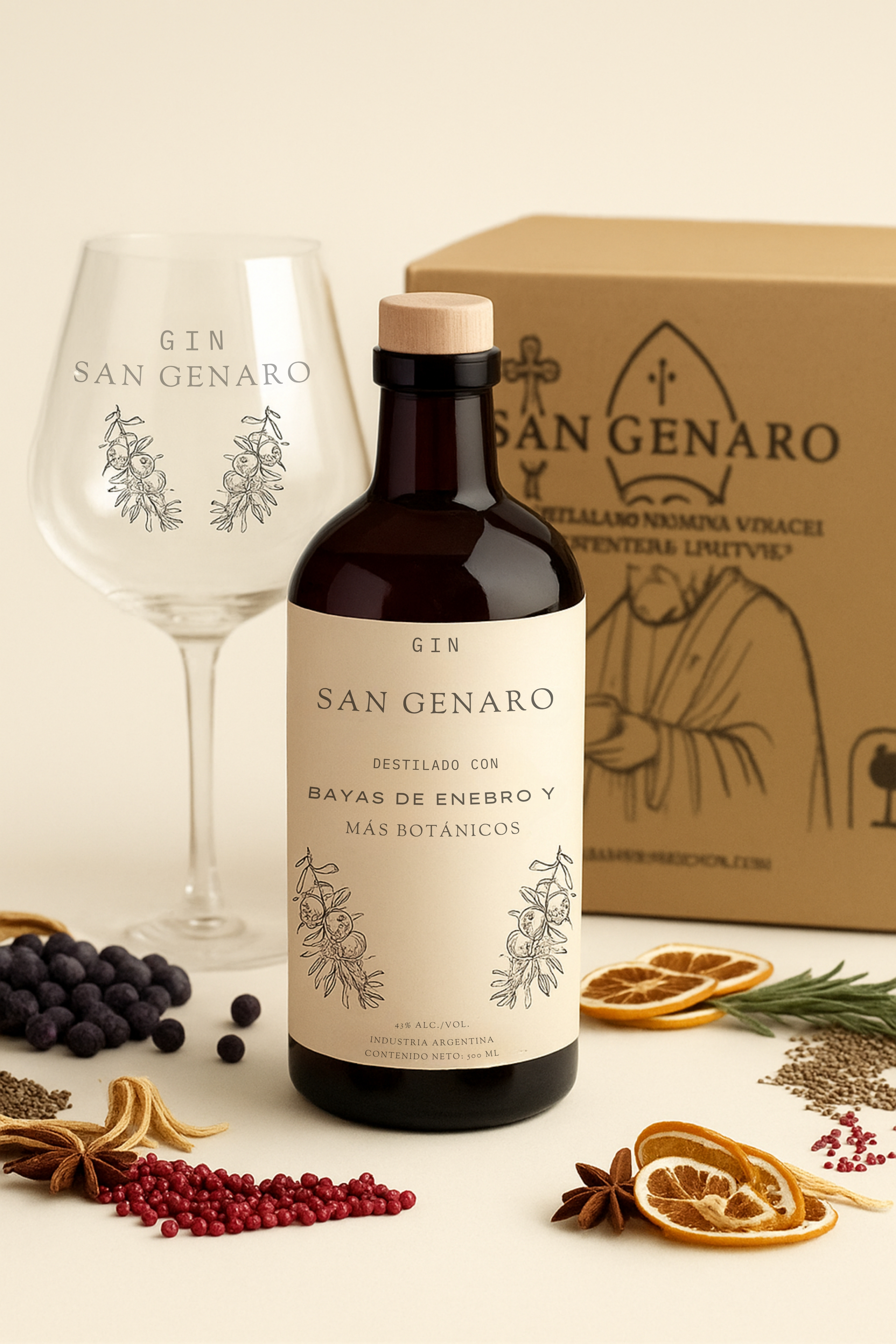 Botella de gin San Genaro